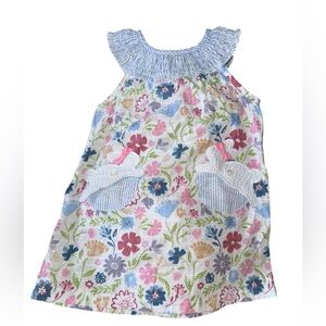 Mud Pie Smocked Easter Dress EUC size 3T bunny on pockets